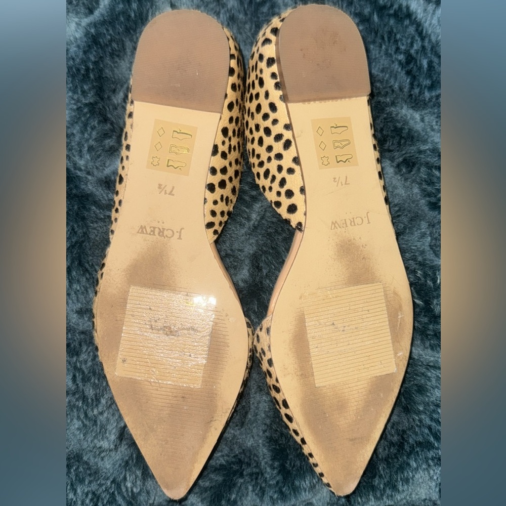 J. Crew Leopard-Print Pointed Toe Flats - Tan & Black